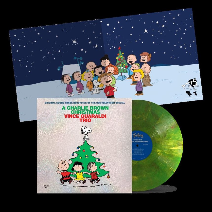 A Charlie Brown Christmas - 1LP, Christmas tree coloured vinyl, Holographic Sleeve, and poster